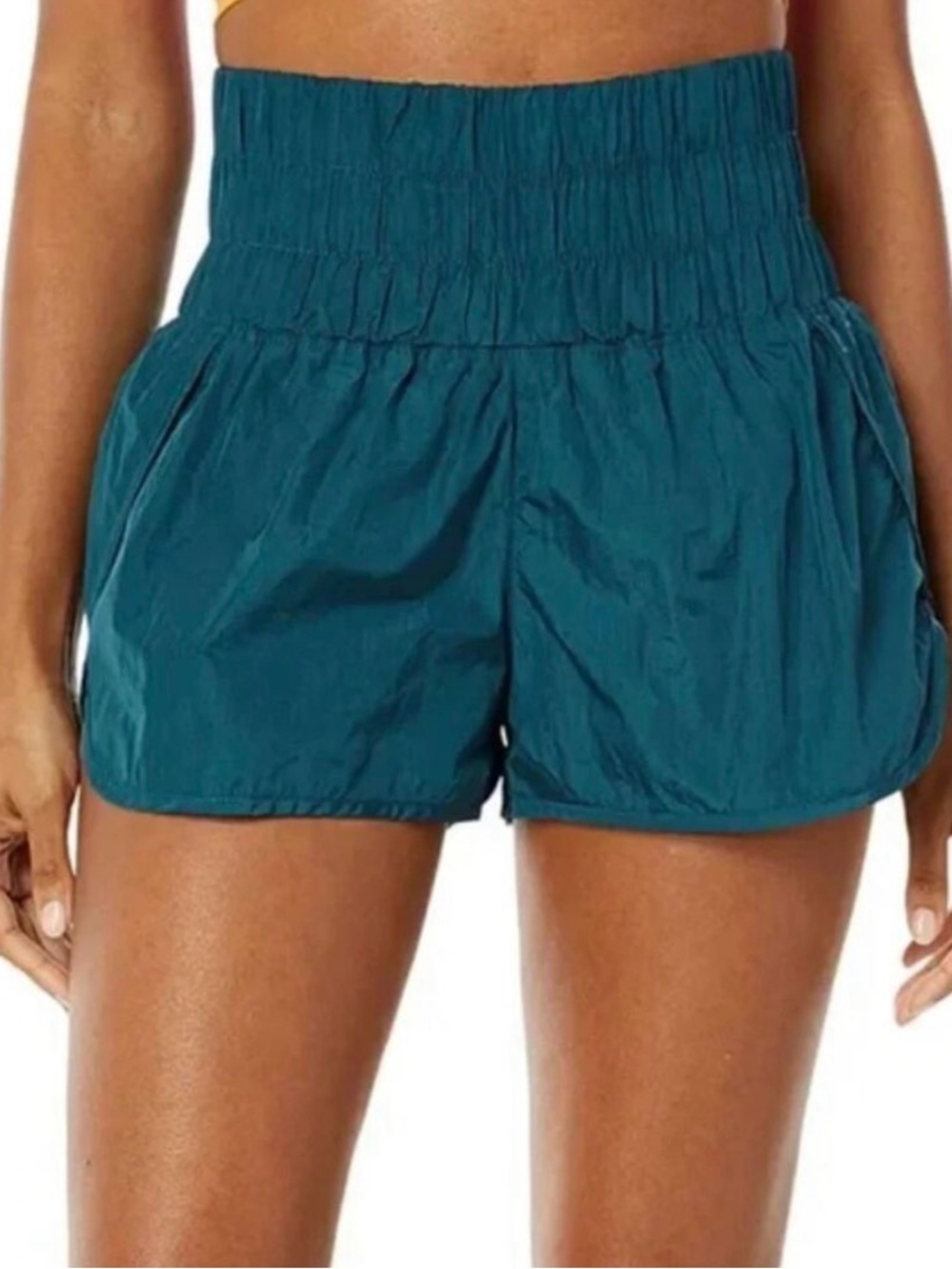 Free People Movement The Way Home High-Waist Lined Teal Running Shorts